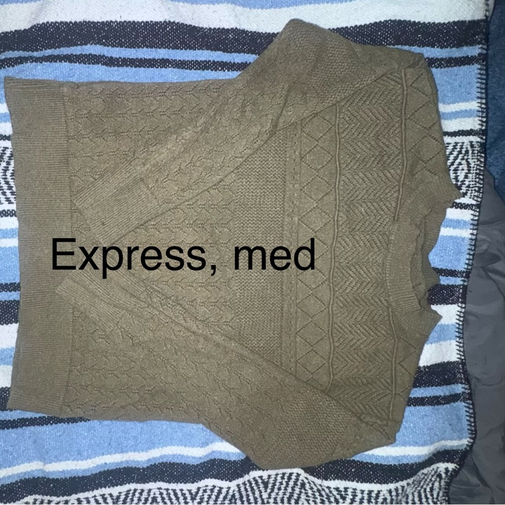 Express Olive Cable Knit Sleeveless Pullover Vest